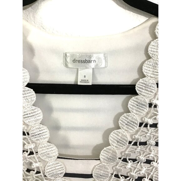 DRESSBARN WOMENS WHITE/NAVY STRIPE SIDE ZIP-UP CLOSURE KNEE LENGHT DRESS SIZE 8 - Picture 4 of 6